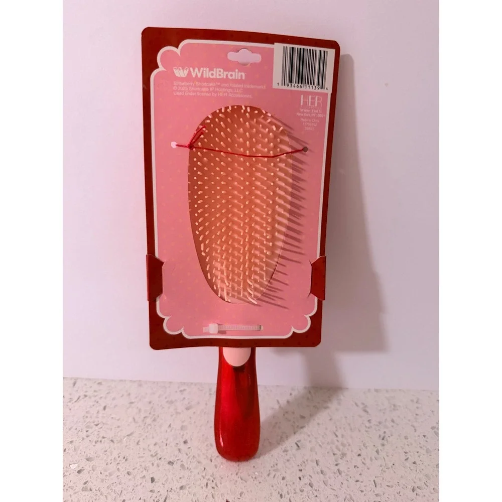 Strawberry Shortcake Detangler Brush Red Metallic Hair Brush WildBrain New